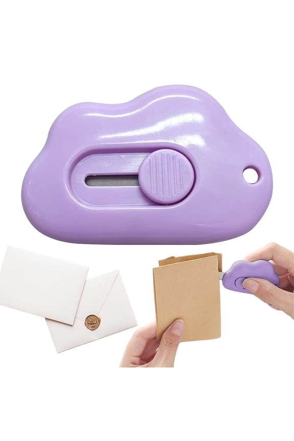 Retractable Cute Cloud Shaped Letter Opener, Small Portable Keychain Tool for Cutting Envelopes, Pocket Size 2.24 x 1.5 x 0.55 Inches, 1 Piece
