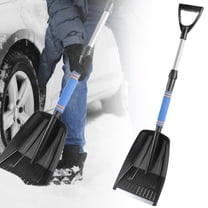 Retractable Wide Snow Shovel for Car- Folding & Detachable Winter Emergency Tool for Defrosting, Camping, Garden & Beach(Blue)