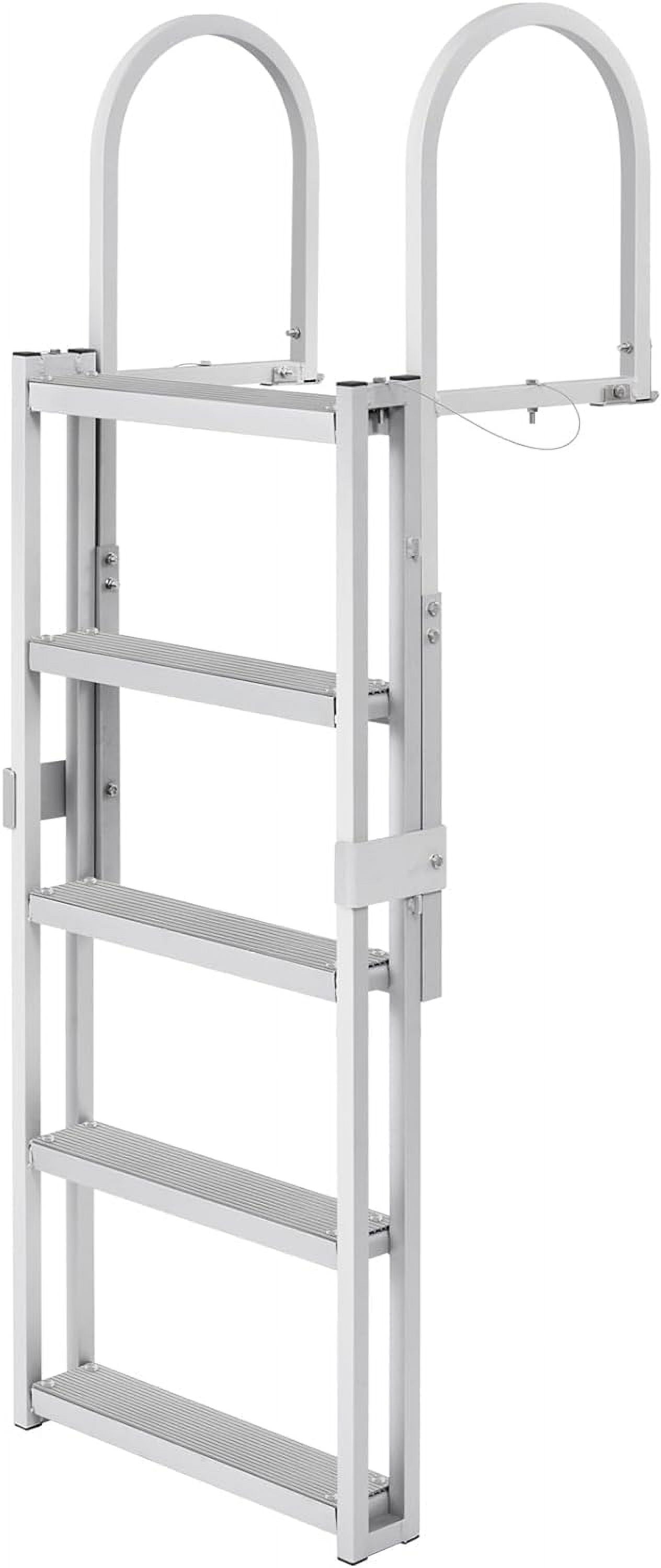 Retractable Dock Ladder 5 Steps, Aluminum Sliding Pontoon Boat Ladder
