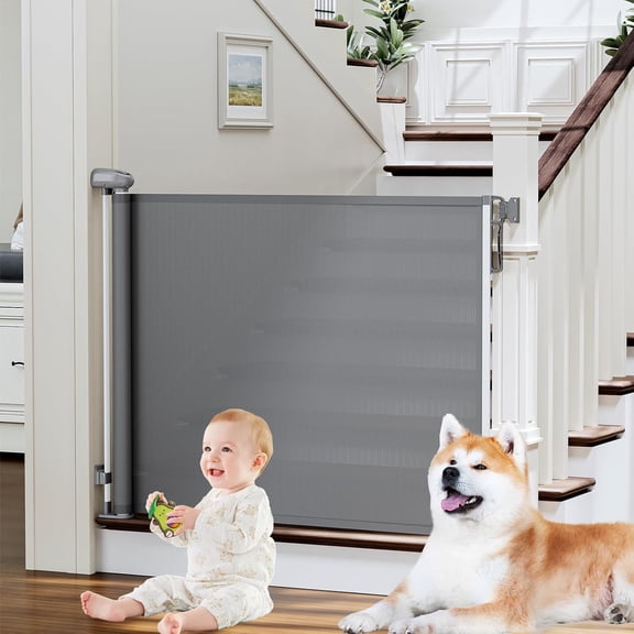 Retractable Dog Gate - Extends to 72" Wide, 34" Tall, for Stairs, Doorways, Hallways & Outdoor Use