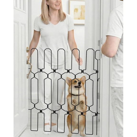 Retractable Dog Gate for Front Door Tall Automatic Retractable Dog Barrier to Keep Pets Secure When Door Opens/Closes, Hardware Mount Front Door Barrier for Small/Large Dogs, Indoor