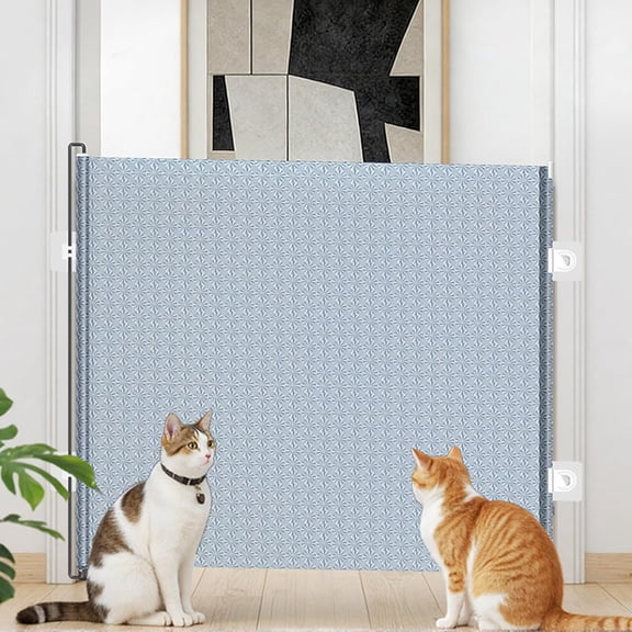 Retractable Dog Gate - Pet Safety Barrier Door,No Drilling Extendable Stairway Puppy Guard Cat Small Animals Gate for Door Frame Porch Patio Balcony Fence Driveway (49.2''W×15.7''H)
