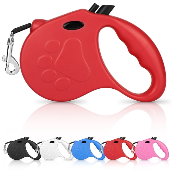 Retractable Dog Leash, 16ft Dog Walking Leash for Small Dogs up to 55 lbs, Non-Slip Handle - Red