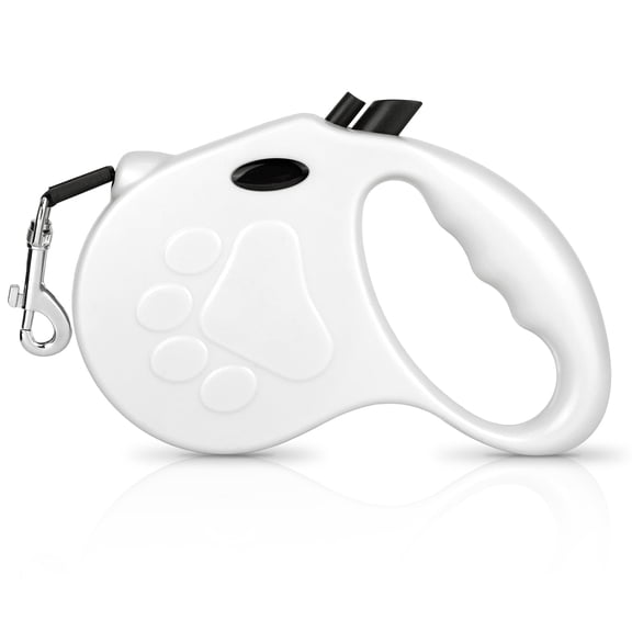 Retractable Dog Leash, 16ft Dog Walking Leash for Small Dogs up to 77lbs, Non-Slip Handle - White