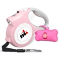 thumbnail image 1 of Retractable Dog Leash with LED Light 5m Extendable Dog Lead for Small Medium Puppis up to 25kgs, One-Hand Brake & Lock System, Ergonomic Handle - Pink, 1 of 7