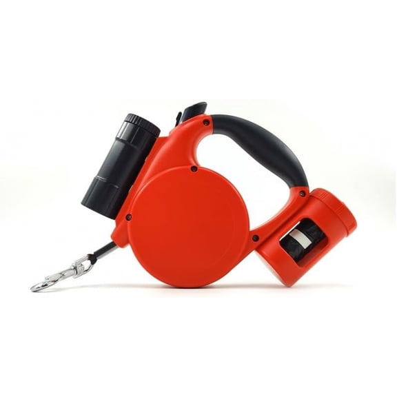 Retractable Dog Leash with Poop Bag Holder,360 ° Anti-Tangle,with LED Flashlight and Organizer,16ft Long Leash can be Put Away at The Touch of a Button,Suitable for Most of The Dogs