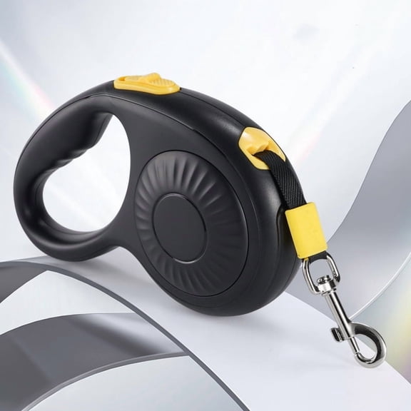 Retractable Dog Leash for Small to Medium Dogs | Anti-Slip Ergonomic Grip | 360° Knot-Free Nylon Tape | One-Hand Brake/Pause/Lock System, Black
