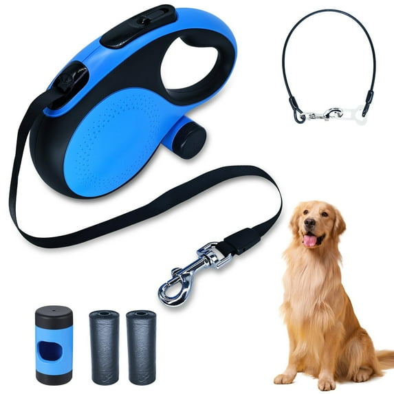 Retractable Dog Leash with Chew Proof Cable,26Ft Heavy Duty Dog Leash for Small Medium Large Dogs up to 110lbs(26Ft+Blue)