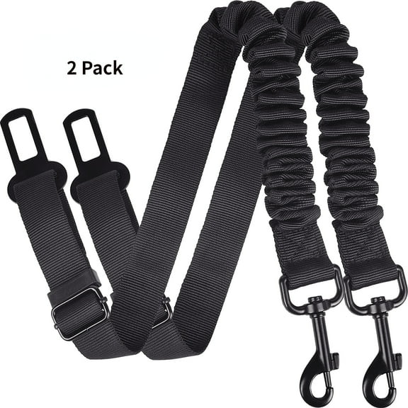 Retractable Dog Seat Belt, 2 Packs Adjustable Pet Safety Seatbelt Heavy Duty for Dogs, Reflective Nylon Car Seat Belts Elastic & Enduring for Dogs Travel