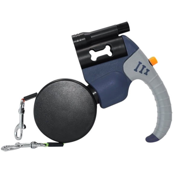 Retractable Double Dog Leash, Tangle-Free, LED Light, Poop Bag Holder, One-Handed Brake, Reflective