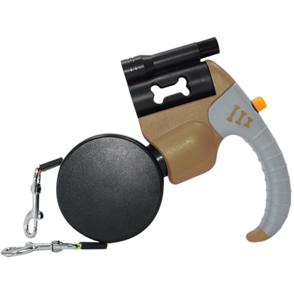 Retractable Double Dog Leash, Tangle-Free, LED Light, Poop Bag Holder, One-Handed Brake, Reflective