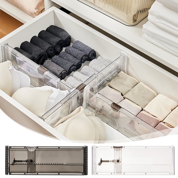 Retractable Drawer Dividers, Transparent Storage Partitions, Expandable Compartments, Customizable Organizers, For Home Kitchen, Easy Access Items, Household Utensils Organizer Akmoler
