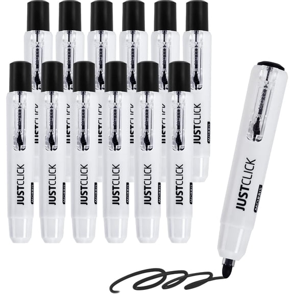 Retractable Dry Erase Markers, Click Dry Erase Whiteboard Markers, Bullet Tip, Thick Barrel, 12 Count, Black