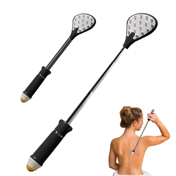 Retractable Dual-Purpose Massage Wand & Back Scratcher | Ergonomic Extendable Body Massager with Textured Silicone Pad for Home & Travel24in