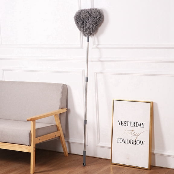 Retractable Duster Stainless Steel Long Handle Dusting Brush Car Household Cleaning Tools Gray
