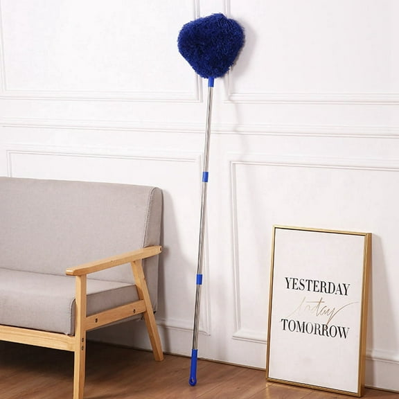 Retractable Duster Stainless Steel Long Handle Dusting Brush Car Household Cleaning Tools Navy Blue