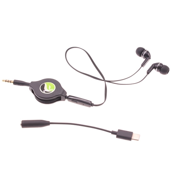 Retractable Earphones for Motorola Edge Plus (2022) - Type-C Adapter Headset w Mic Earbuds Headphones