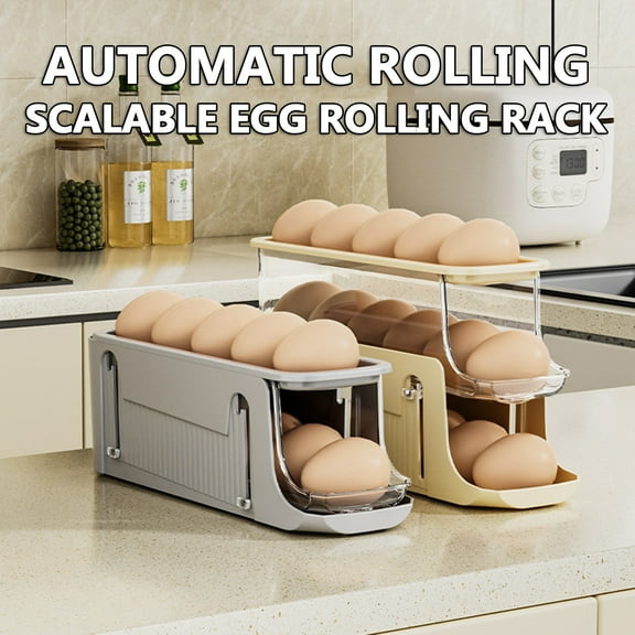 Retractable Egg Storage Rack for Refrigerator | Adjustable Sliding Organizer | Non-Slip Plastic Tray | Holds Multiple Eggs | Space-Saving, Easy Install | 28–15x8.5cm