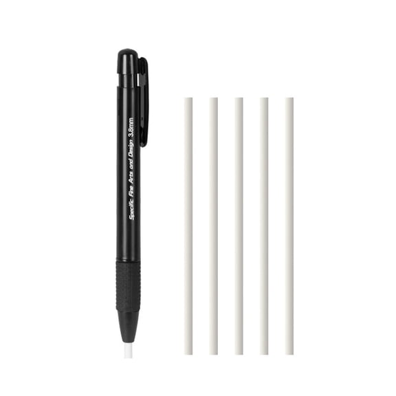 Retractable Eraser Pen With 5 Extra Refills Durability TPE For Detailed Sketching And Writing