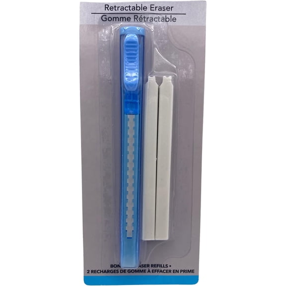 Retractable Eraser Pens with 2 Refills, 4.75 in. Including 2 Eraser Refills. (Blue)