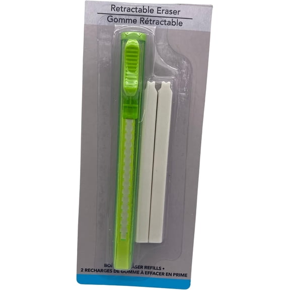 Retractable Eraser Pens with 2 Refills, 4.75 in. Including 2 Eraser Refills. (Green)