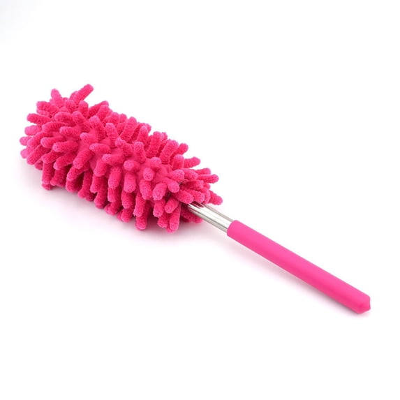 Retractable Extendable Hand Duster – Dusknt Rose Red Microfiber Telescoping Cleaning Brush with Washable Pad, Flexible Pole for Car Dash, Vents & Home Dusting, Lightweight & Easy to Store