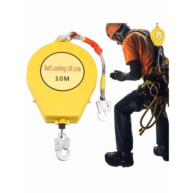 Safety Rope Retractor Retractable Fall Protection Lanyard, 32ft/10m Industrial Safety Line ...