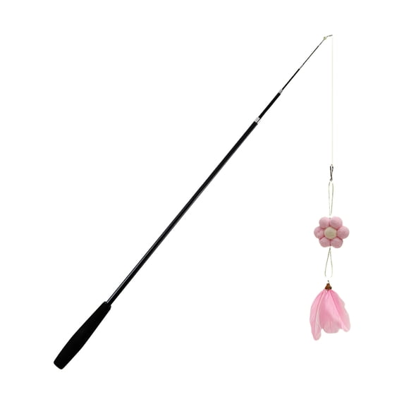 Retractable Feather Teaser Wand with Bells, Interactive Cat Toy with Replaceable Feathers, Perfect for Kitten Training and Exercise Playtime