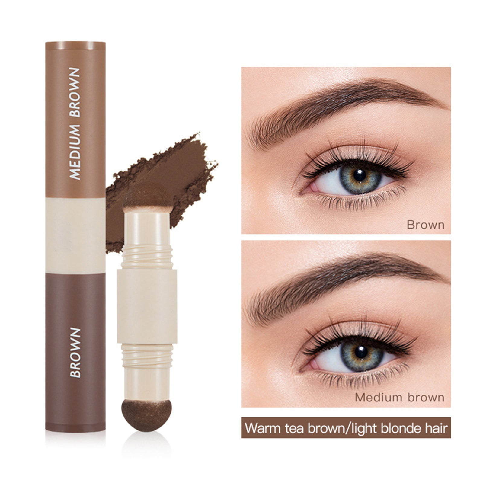 Retractable Fills Brows Double Brush Head Eyebrow Powder Eyebrow
