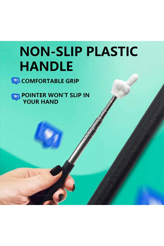 Retractable Finger Pointer Stick Extendable Hand Pointer Presentation Tool for Office Training and Meetings,Black,1PC