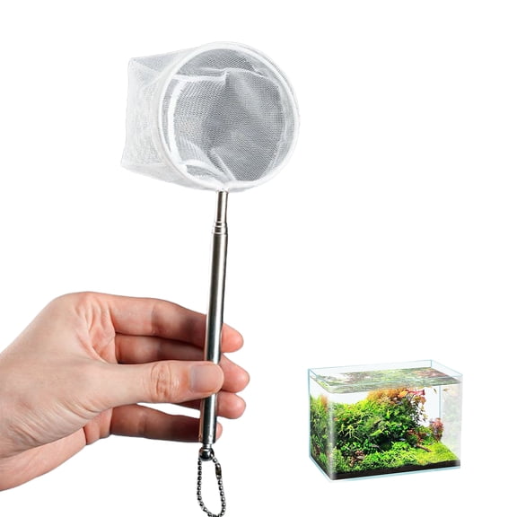 Retractable Fishing Net For Home Aquariums Comfortable Handle Design And Reinforced Nettings Head for Cleaning
