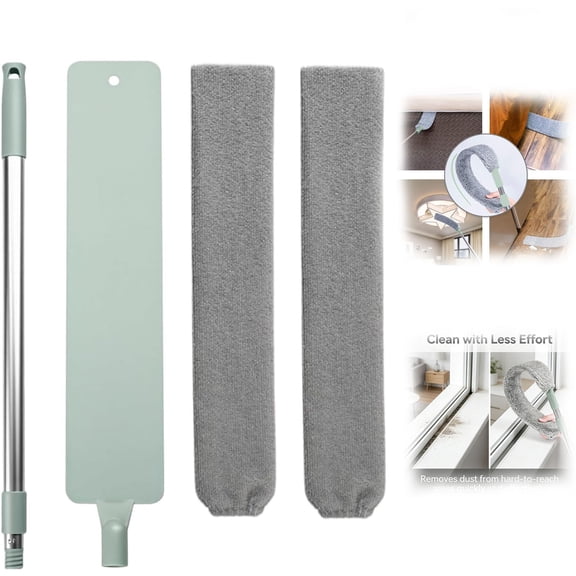 Retractable Flat Duster, Extendable Gap Dust Cleaner with Washable Microfiber Cloth for Home & Kitchen