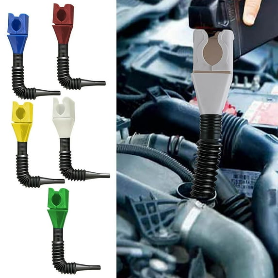 Retractable Flexible Fuel Funnel for Cars and Motorcycles | Plastic Oil Draining Tool with Wide Opening and Snap | Built-in Filter | Bendable, Foldable | 10 Pack | Assorted Colors | Versatile