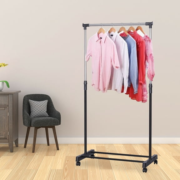 Retractable Floor Drying Rack, Adjustable 35-62", Durable Steel Pipe with Brake Roller, Ideal for Indoor & Outdoor Use, Clothes & Towels Dryer