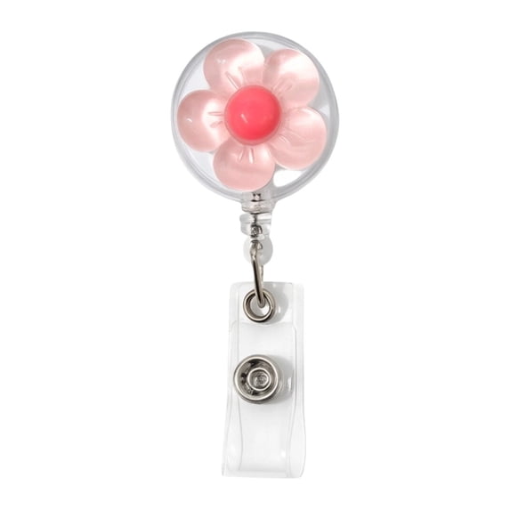 Retractable Flower Badge Holder For Nurse, 3D Cartoon Flora Chest Card Clip With Easy Pull Buckle