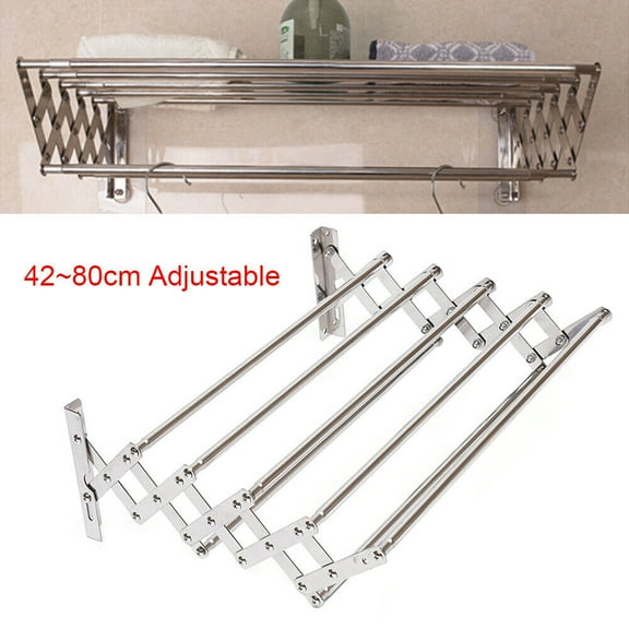 Retractable Foldable Towel Shelf Stainless Steel Wall Mounted Accordion Clothes Drying Rack