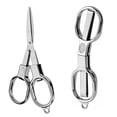 thumbnail image 1 of Retractable Folding Scissors, Small Travel Scissors, Stainless Steel Foldable Scissors, Mini Pocket Scissors for Outdoor Fishing, Paper Cutting, Sewing DIY, Safe and Anti Rust,Silver,4.5x2.3", 1 of 3