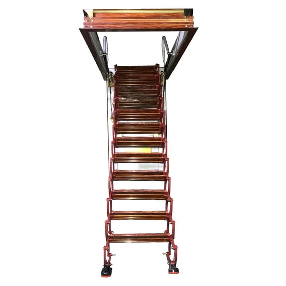 Retractable Folding Stairs 12 Steps Extension Ladder with 9.84ft Vertial Height 600LB Weight Capacity