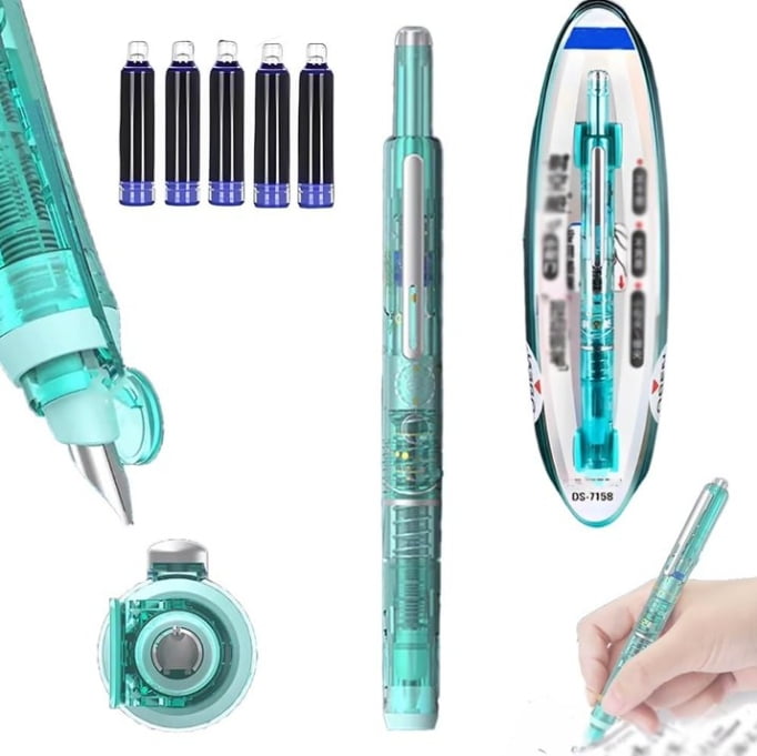 Retractable Fountain Pen, Fountain Pen Retractable: 0.38mm green&black ...