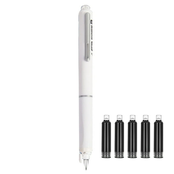 Retractable Fountain Pen Set – Medium Nib Signature Pen with 5 Black Ink Cartridges – Smooth No-Leak Writing for Office, Journaling & Calligraphy