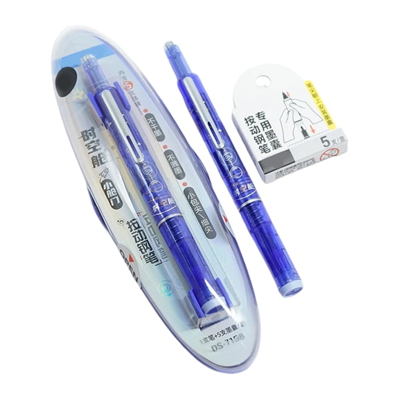 Retractable Fountain Pen with 5 Inks Sacs Press Beginner Pen Fine Tip for Beginner Handwriting Practice