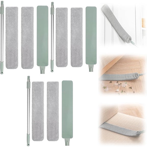 Retractable Gap Dust Cleaner – 38" Extendable Microfiber Duster with Bendable & Removable Head, Washable Brush for Easy Cleaning Under Furniture, Appliances & Sofas (3Set)