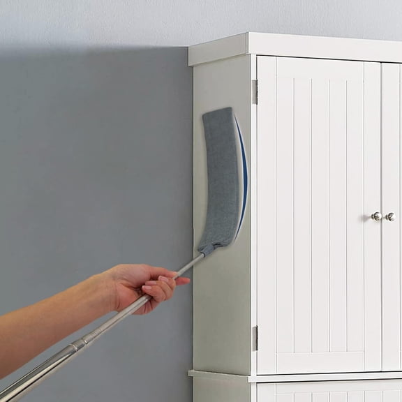 Retractable Gap Dust Cleaner with Extension Pole, Microfiber Cloths & Extendable Handle Duster for Under Refrigerator, Furniture and Appliance Cleaning