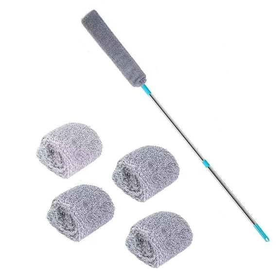 Retractable Gap Dust Cleaner with Extension Pole, Flat Duster for Under Appliances, Bendable Microfiber Duster for Under Furniture, Refrigerator and Couch, Washable Dusting Wand