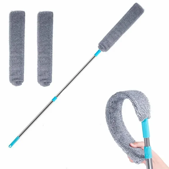 Retractable Gap Dust Cleaner with 2 Microfiber Cloths, 48 Inch Long Handle Duster for Under Appliances, Furniture, Couch and Refrigerator Cleaning
