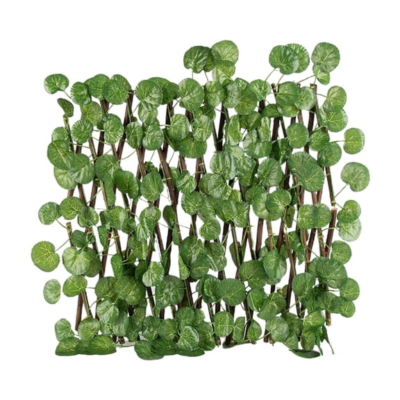 Retractable Garden Fence Trellis Privacy Screen with Artificial Pla Outdoor Indoor Garden Yard Decor Begonia Leaves