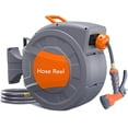 thumbnail image 1 of Retractable Garden Hose Reel - 1/2 in x 72 ft, Wall Mounted, 9-Function Sprayer, Any Length Lock, 180° Swivel, Automatic Slow Rewind, 1 of 9
