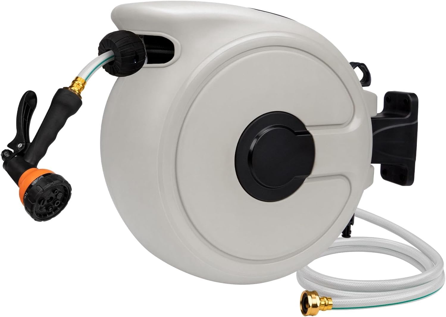 Retractable Garden Hose Reel 100 ft, Smooth Auto Rewind, No-Kink & No Jam, Wall Mounted with 180? Swivel, Easy Install Heavy Duty Hose Reel for Garden & Yard