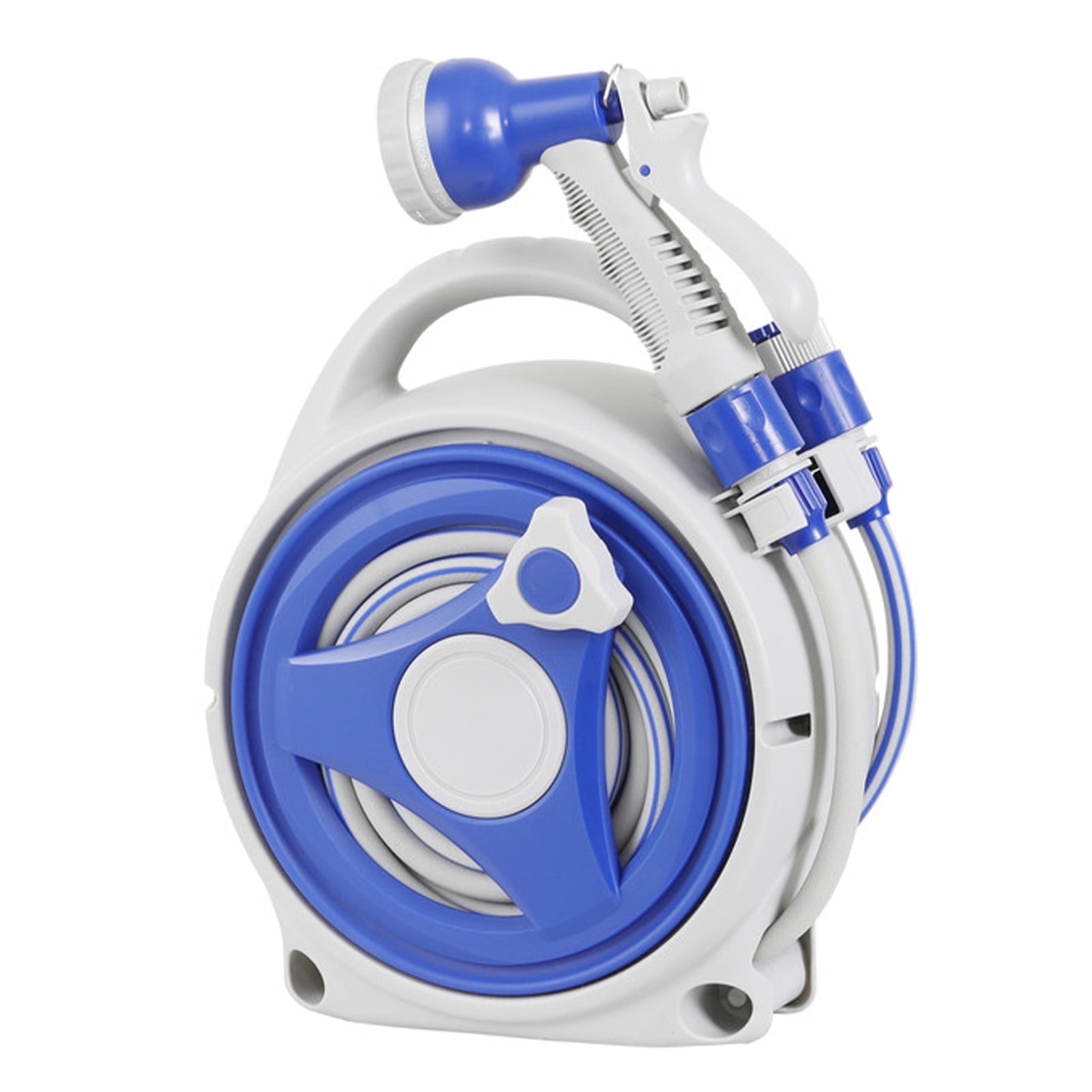 Mini Retractable Garden Hose Reel, Lightweight & Portable Hose Reel with 8 Patterns Spray Nozzle, Water Hose Reels for Garden Car Washing