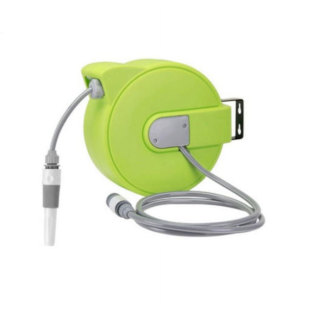 Retractable Garden Hose Reel 50 ft x 3/8 inch, 120° Swivel Bracket Wall-Mounted, for balcony, garden and yard.